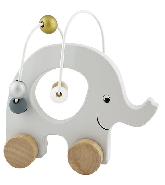 Wooden Toy Animal Elephant with a Ball Frame - Silver
