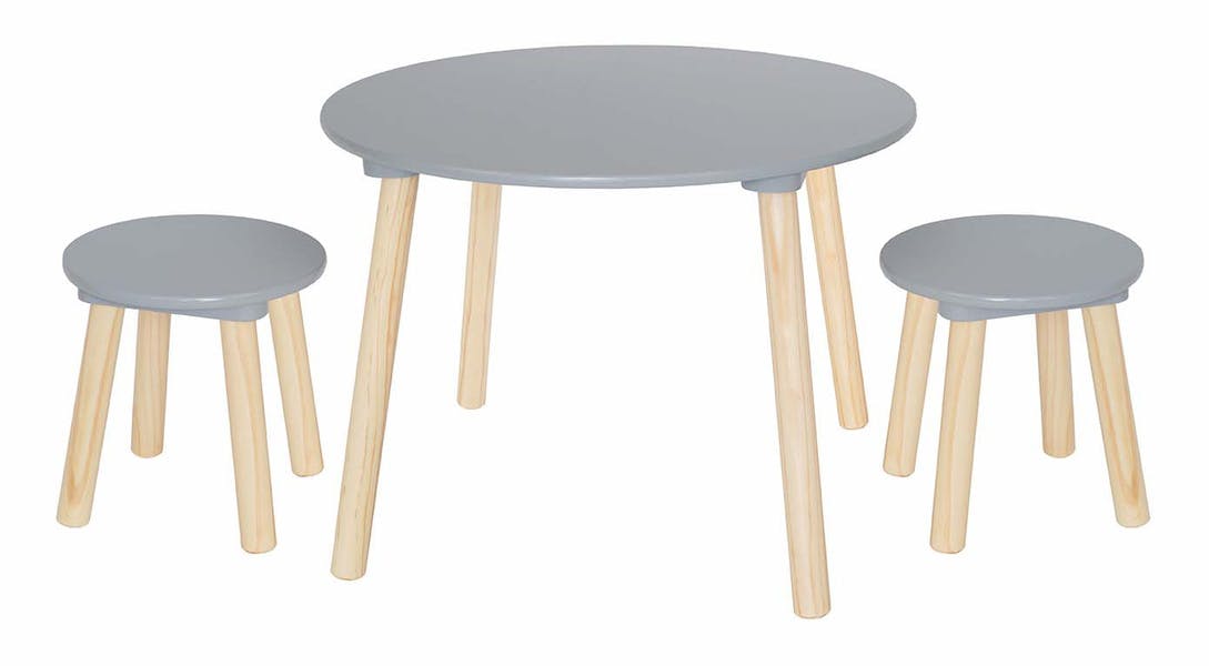 Table & 2 Stools - Grey