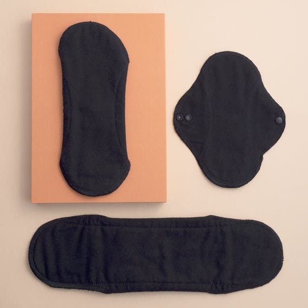 Trial kit, Classic sanitary cloth pads - Black