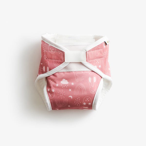 All-in-one cloth nappy - Pink teddy
